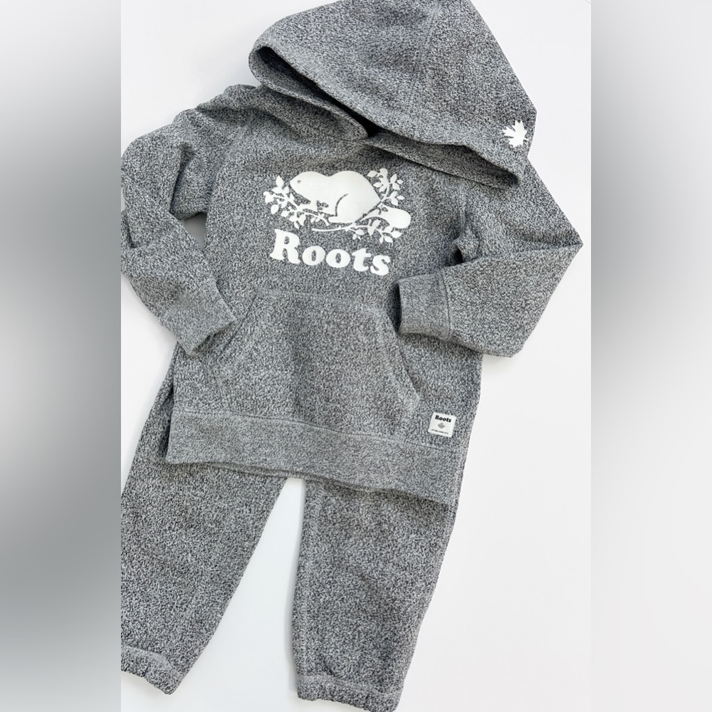 Roots Kids Salt & Pepper Hoodie & Sweatpants Set Grey Size 5T